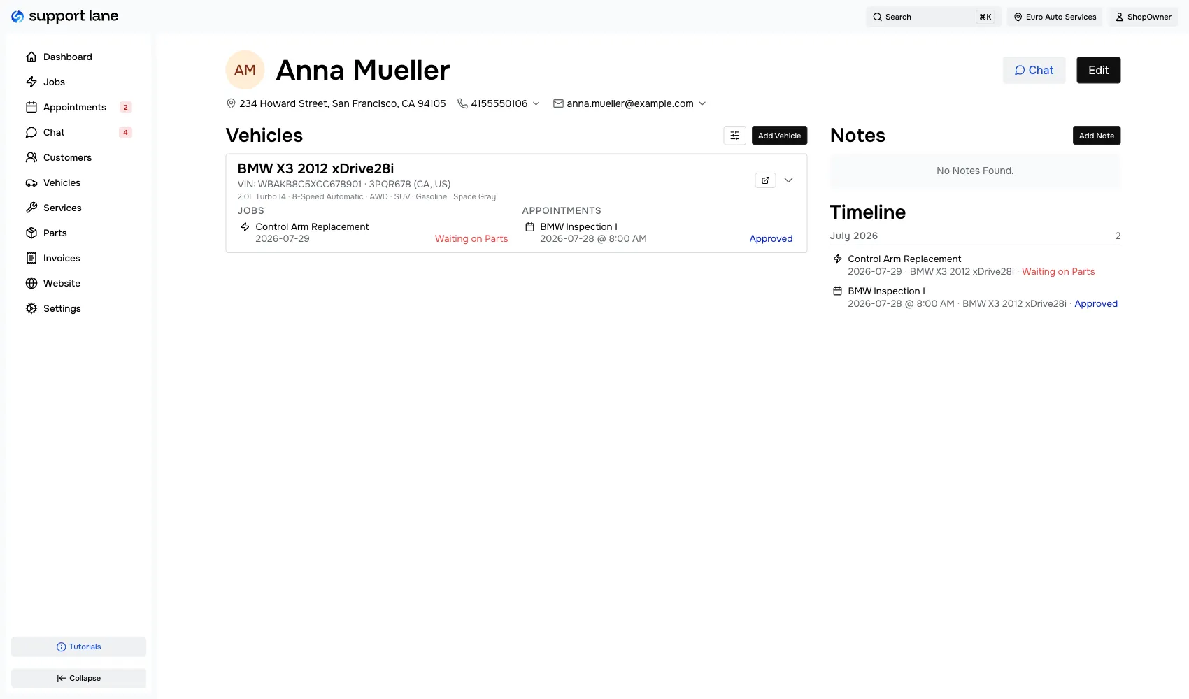 Auto shop customer management software — customer database